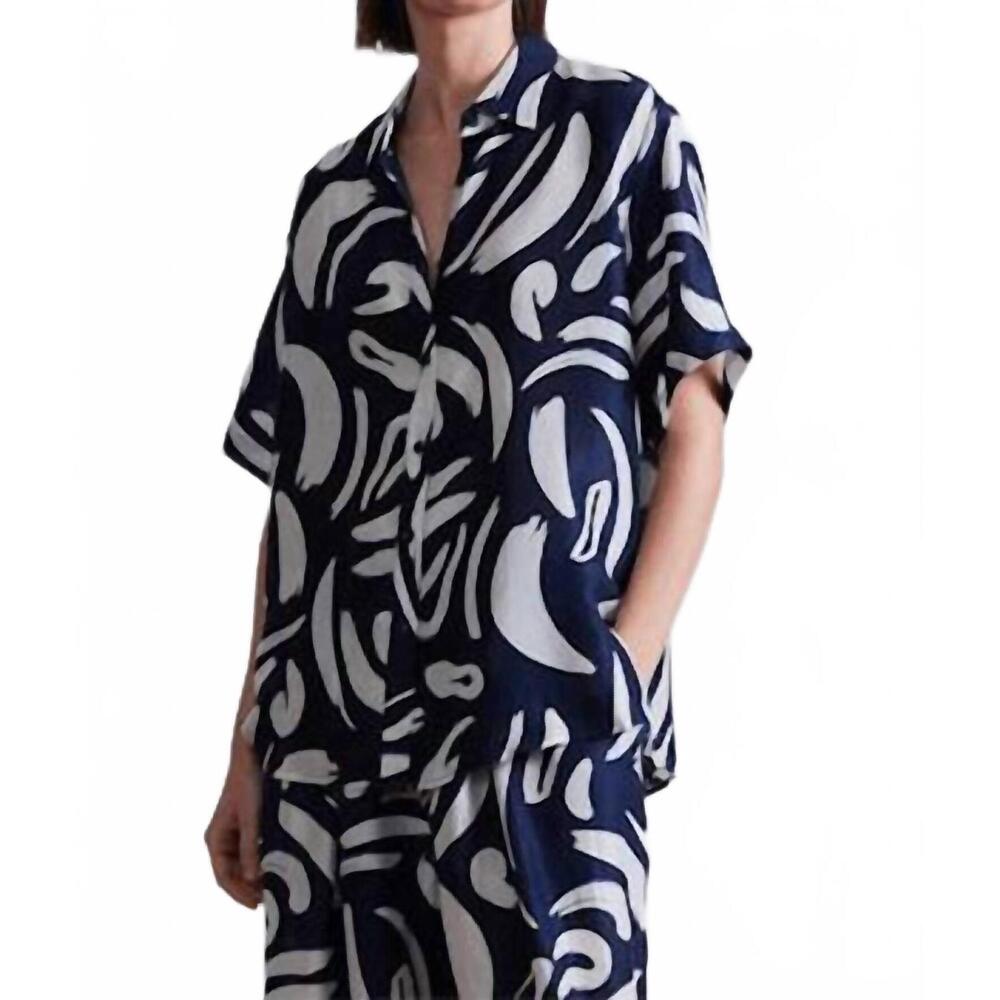 NEW APIECE APART albers button down top in navy - Picture 5 of 7